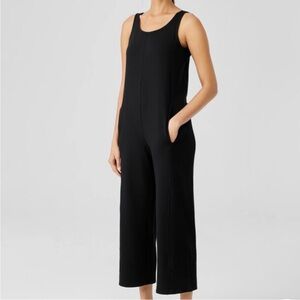Eileen Fisher Black, Scoop Neck, Sleeveless Wide-Leg Jumpsuit